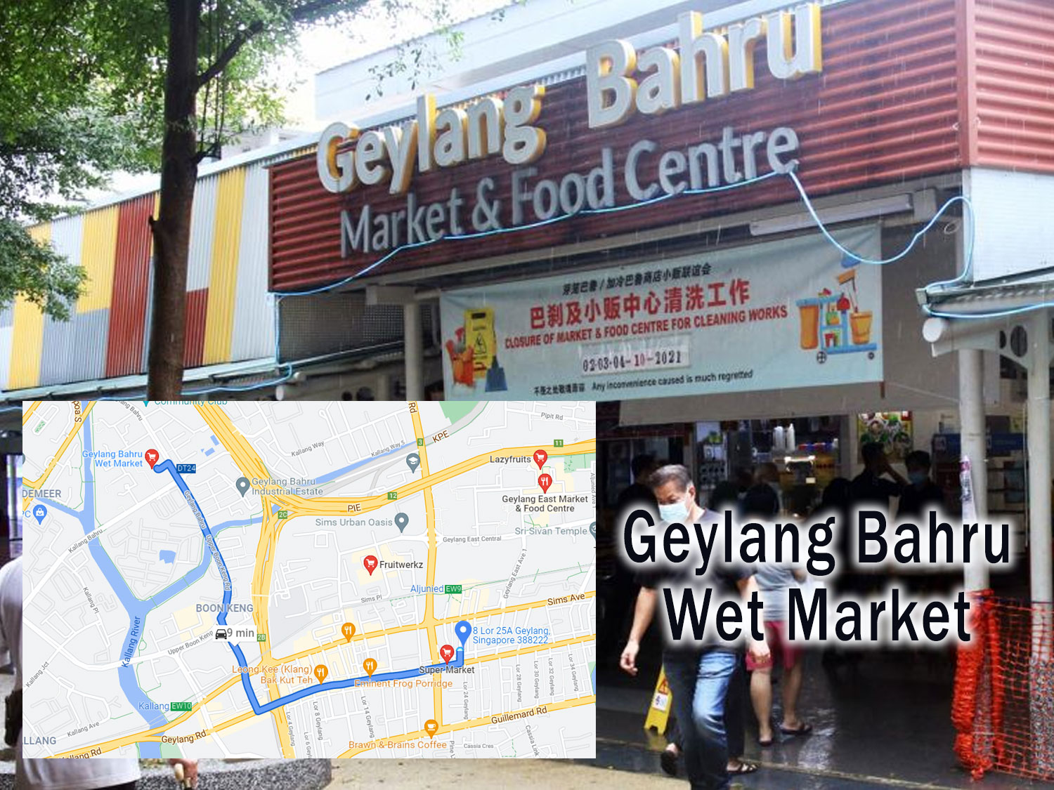 9 minutes drive from Zyanya Condo to Geylang Bahru Wet Market