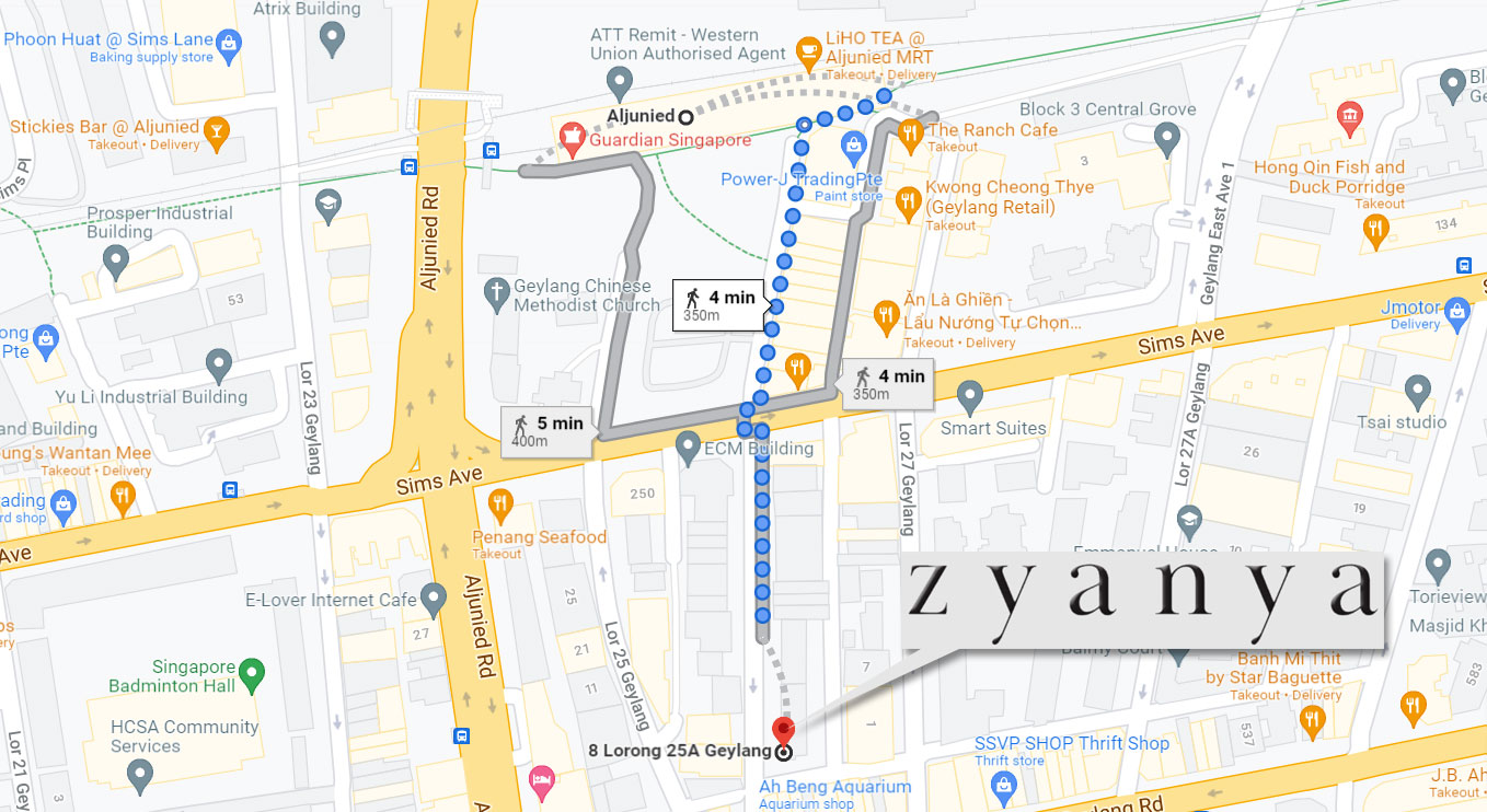 It only takes 4 minutes to walk from Zyanya Condo to Aljunied MRT station