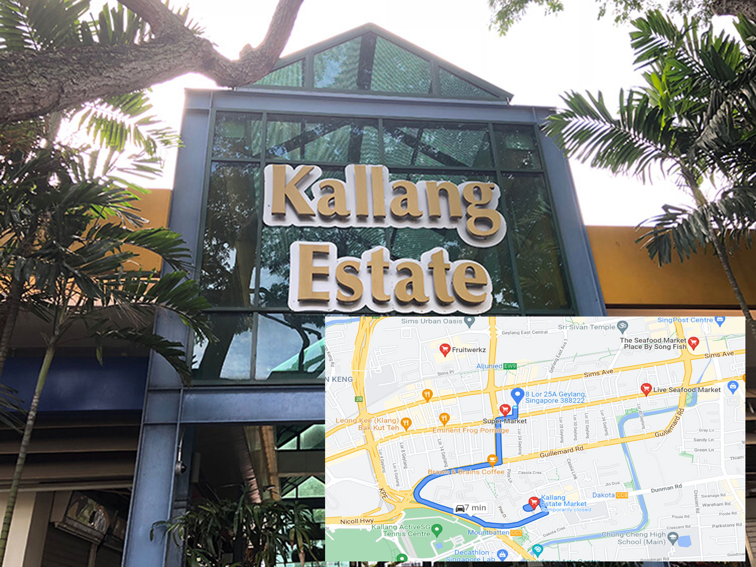 It will take about 7 minutes to drive from Zyanya Condo to Kallang Estate Market