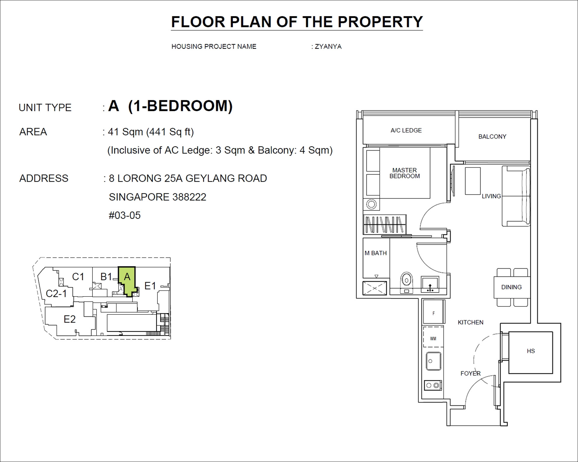 Zyanya Condo 1bedroom floor plan