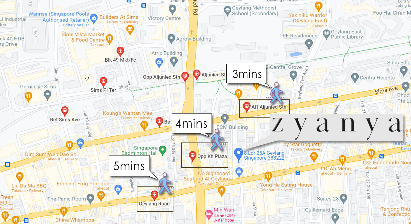 Zyanya is located within short distance, about 3-5 minutes to bus stops around it